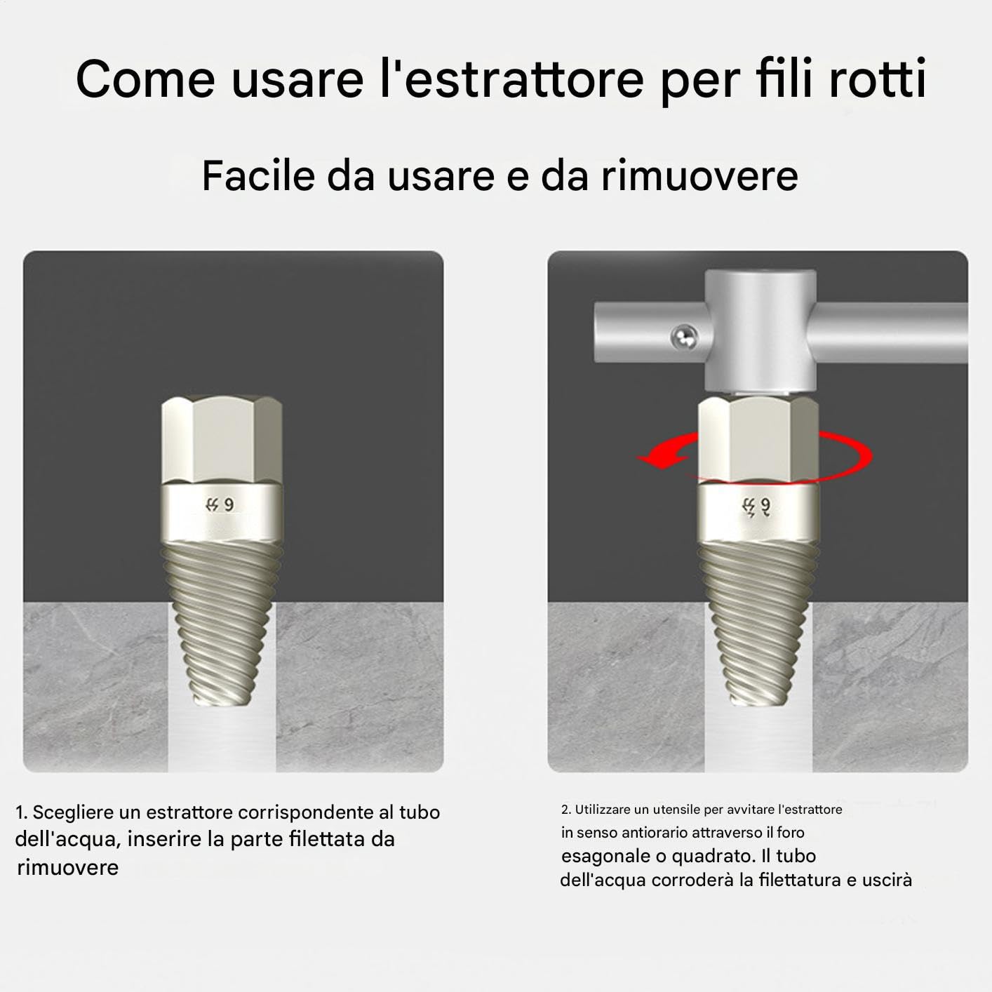 Strumento Estrattore Tubi Rotti | Estrattori per Tubi Rotti in Acciaio Resistente | Utensile Antiscivolo per Rimozione Valvole Angolari e Rubinetteria