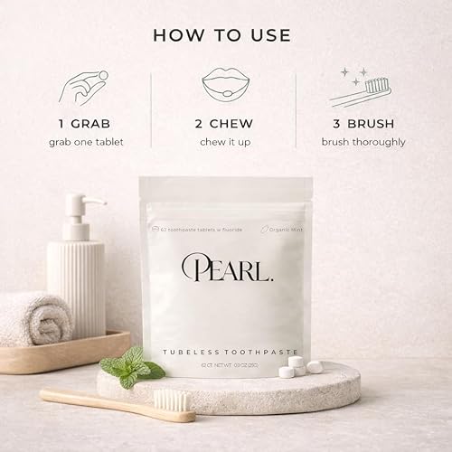 Miniatura 4 de Tabletas de pasta de dientes con flúor de perla y menta Diseñado por dentistas Blanqueamiento natural Alivio de la sensibilidad Aprobado por