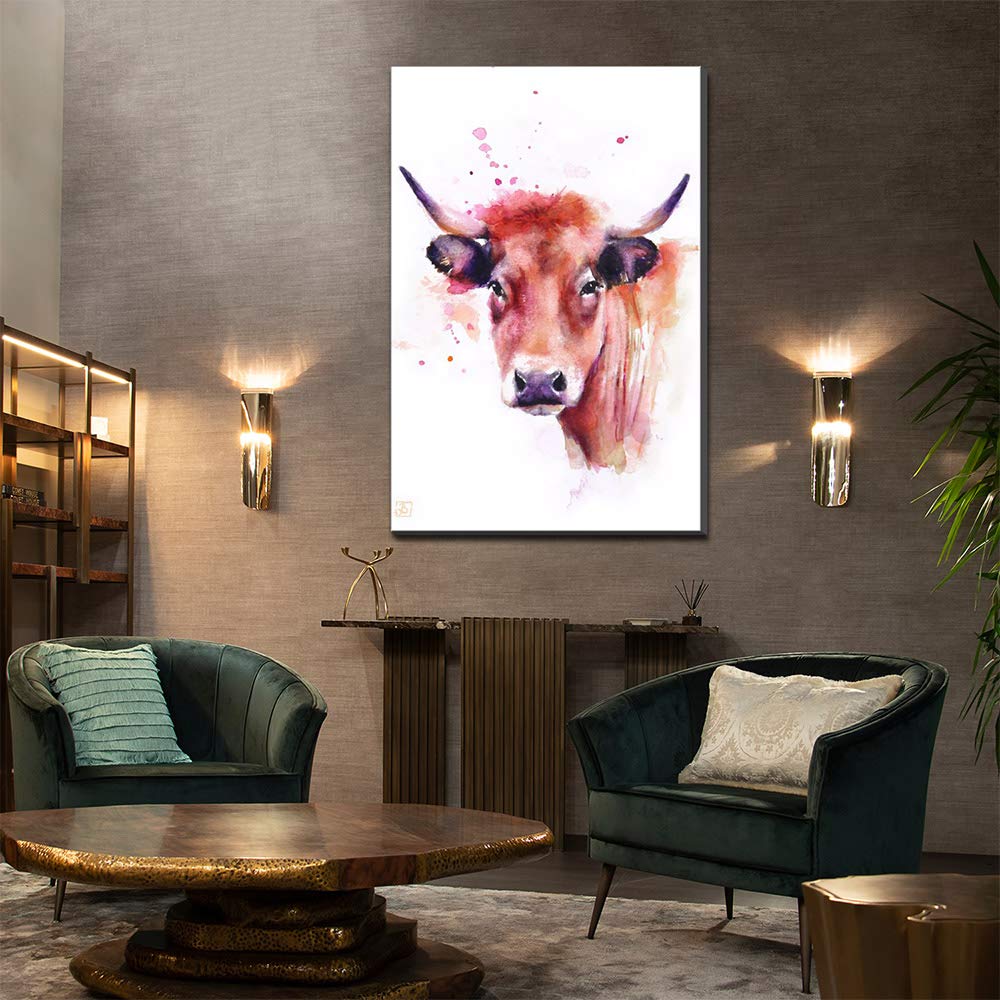 Toile Décorative Vache Pop Art - Peinture Moderne Sur Toile - Pour Salon, Bureau, Chambre - Plusieurs Tailles