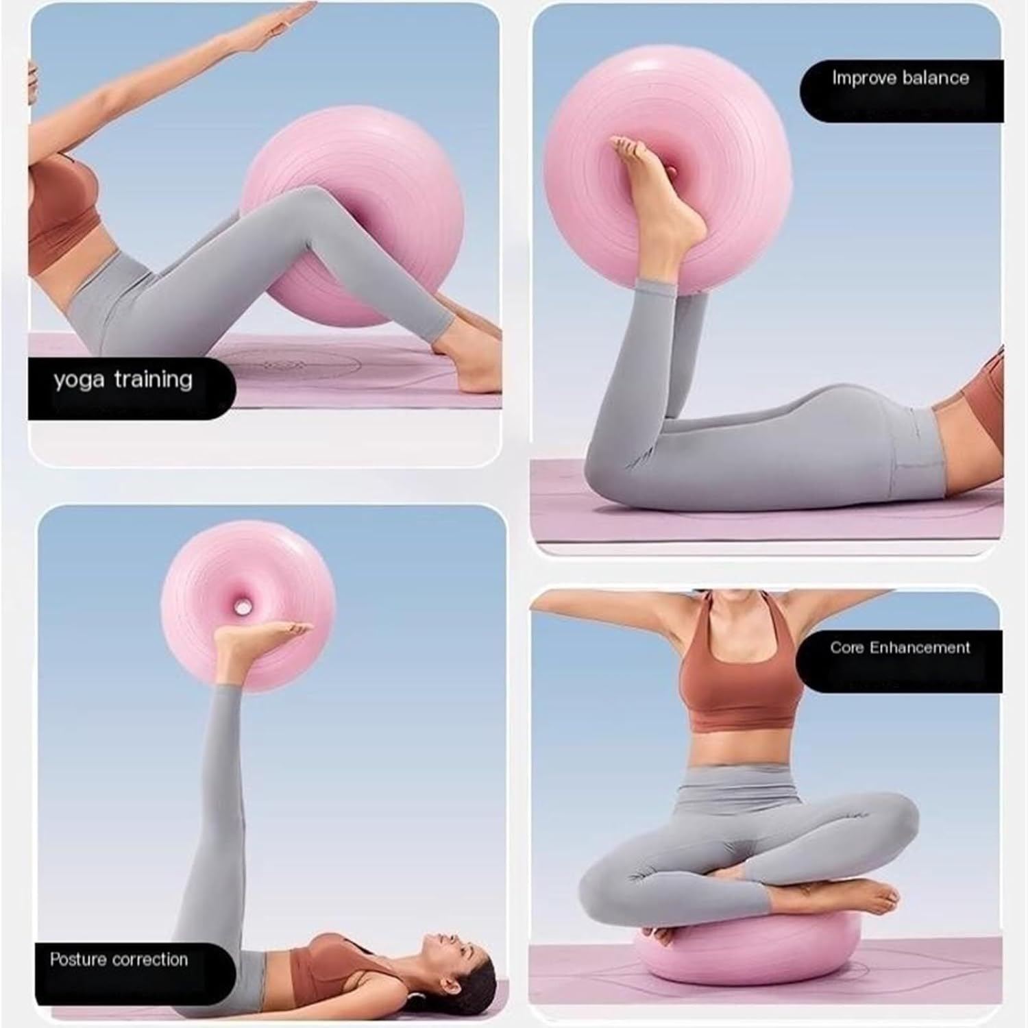 Yoga Ball Matte Finish ABS Material Balance Training Core Strength Abdominal Toning 44cm Exercise Fitness Equipment(Type1 Modena 44cm)