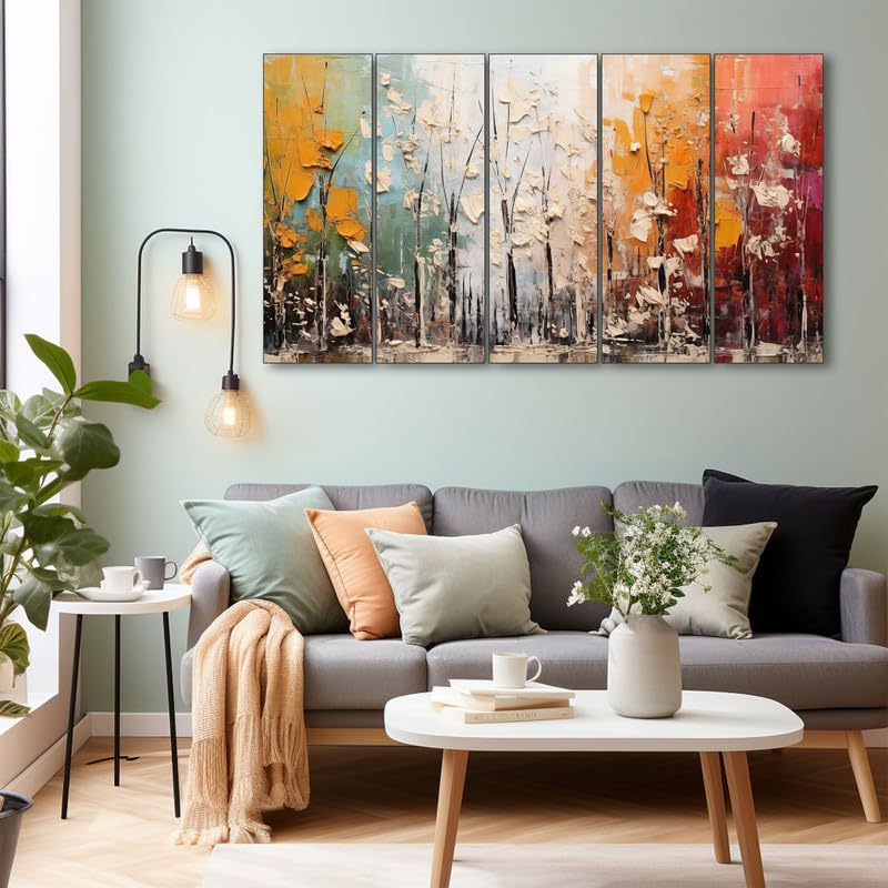 Image of The Castle Decor abstract art painting with frame Big Size 36x60 Wall art for living room,Bedroom,Drawing room,Hotels-Wooden Framed-726