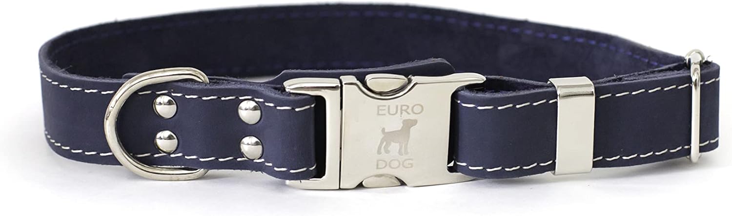 Affordable European Luxury Soft Leather Quick Release Buckle Dog Collar Made in USA