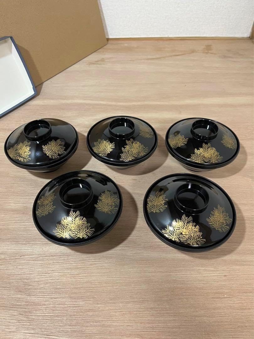 会津塗 金彩蒔絵蔦紋 蓋付きお吸い物椀 5客セット 漆器 汁碗 吸物椀揃 会津塗 金彩蒔絵蔦紋 蓋付きお吸い物椀 5客セット 漆器 汁碗 吸物椀揃