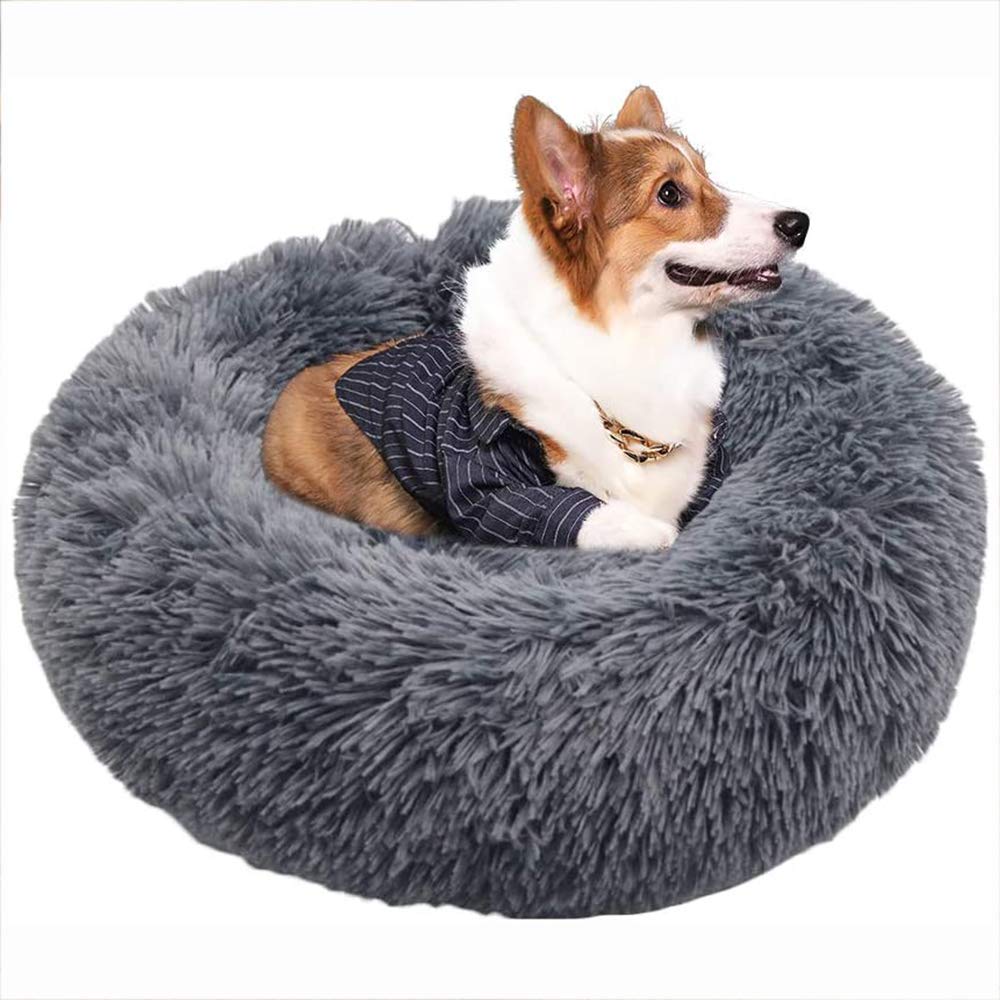XXL Panier pour Chien Tissu Peluche,Anti Stress Lit Moelleux Rond pour Chat