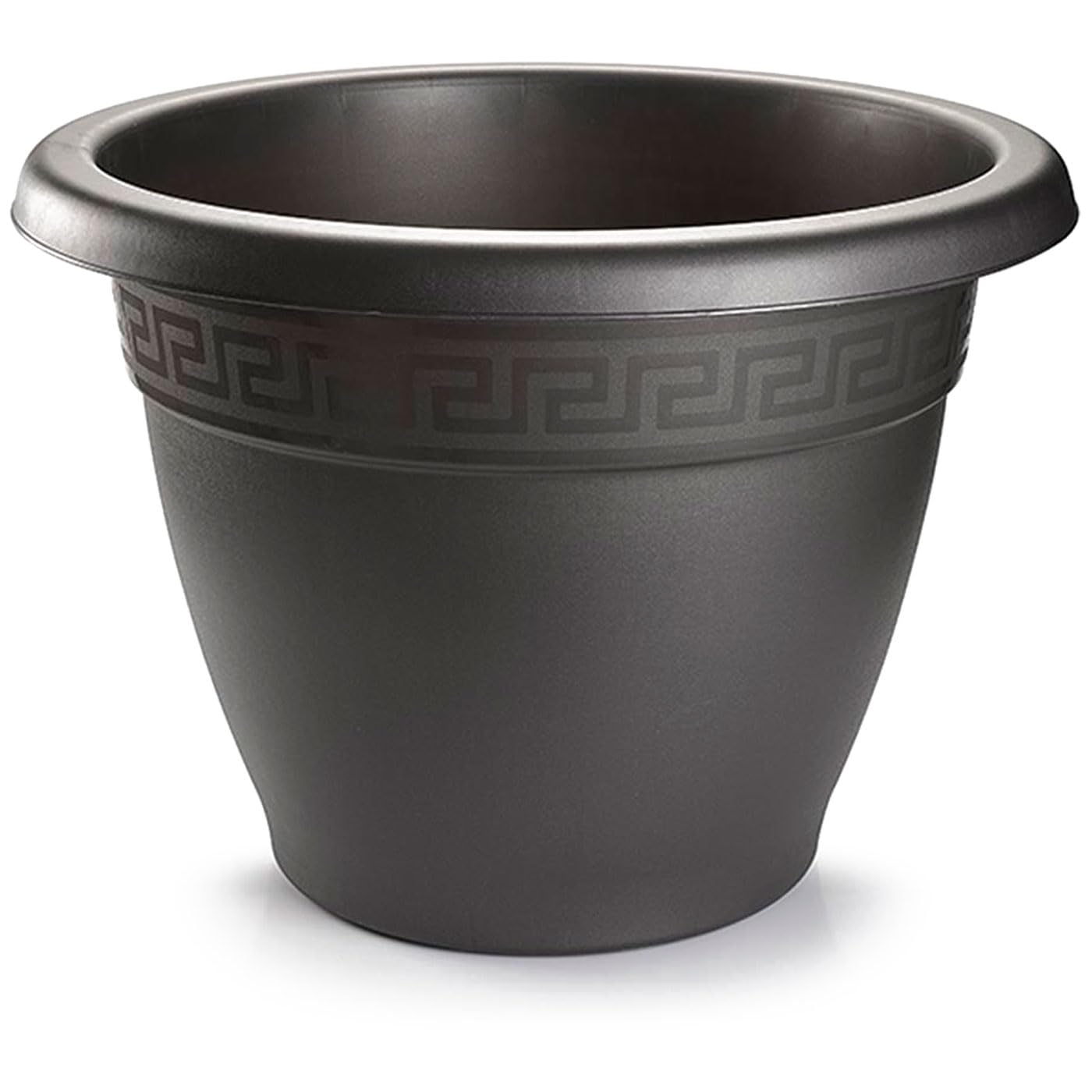 Acan Tradineur - Maceta Redonda Terracota - Fabricado en Plástico -Macetero Apto para Exterior e Interior del hogar - Ø 25 cm - Color Antracita