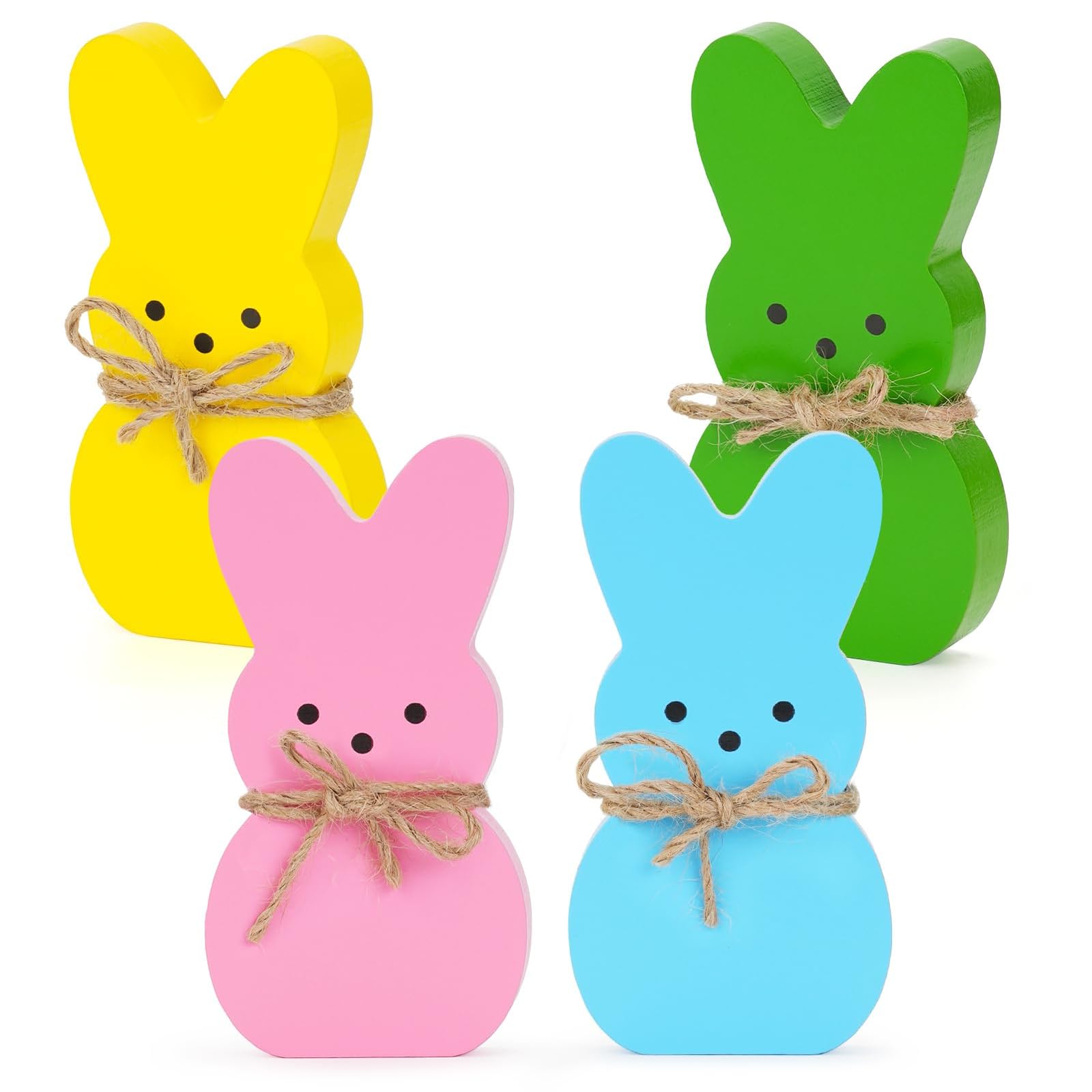 Photo 1 of **2 only**OHLVGD Easter Decor,4Pc Spring Decorations for Home,Wooden Ornament Colorful Bunny Shape,Suitable for Multi-Layer Pallets in Indoor Offices Home Decorations Rabbit Decor