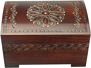 Large Polish Wooden Chest Handmade Floral Jewelry Keepsake Box with Lock and Key