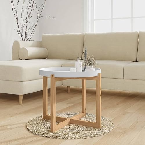 Miniatura 1 de Mesa auxiliar redonda de almacenamiento, mesa auxiliar moderna para sala de estar, dormitorio, oficina, balcón, 20.9 x 20.9 x 17.1 pulgadas, color