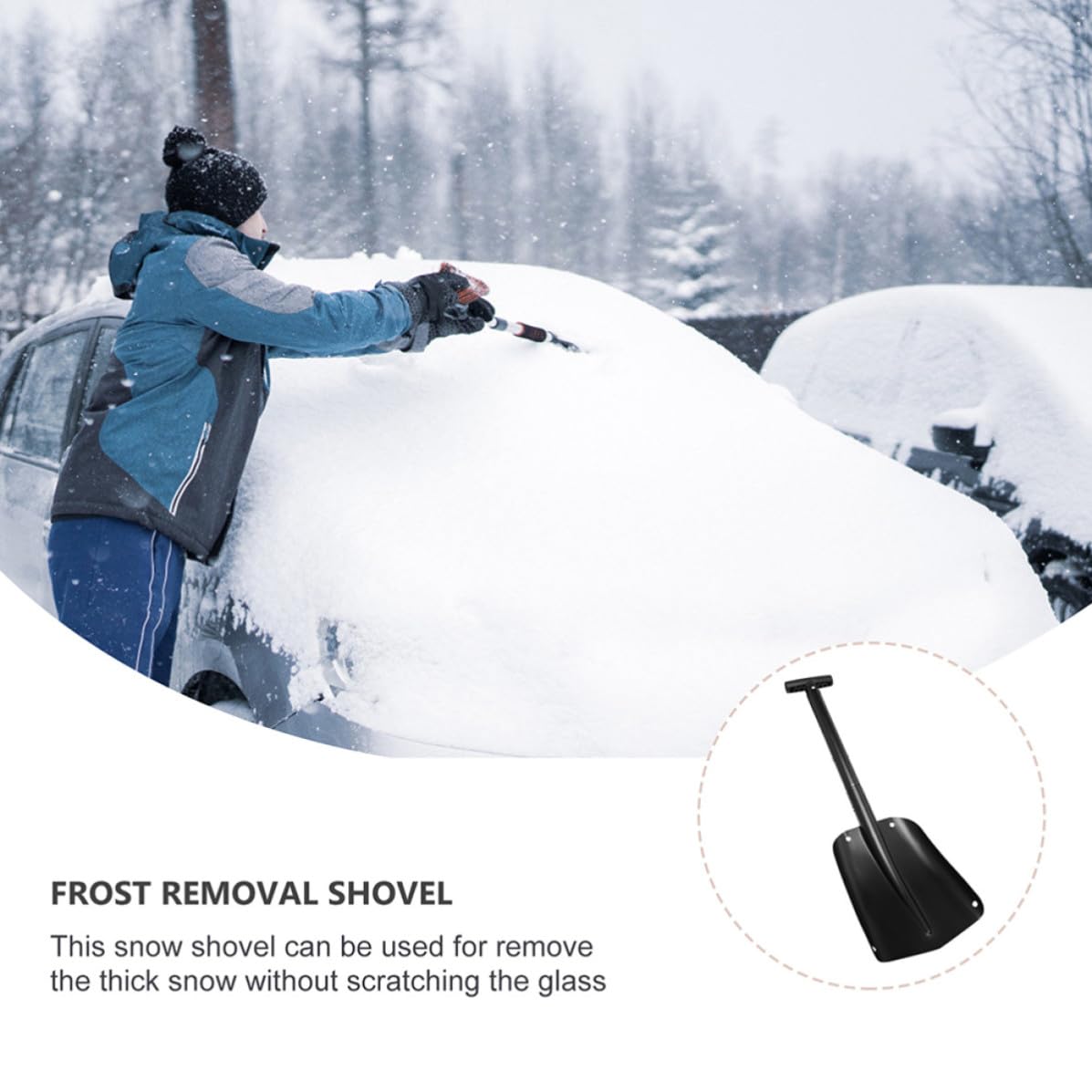 Pala de Nieve Plegable para Coche, Retráctil, Aluminio, Negro
