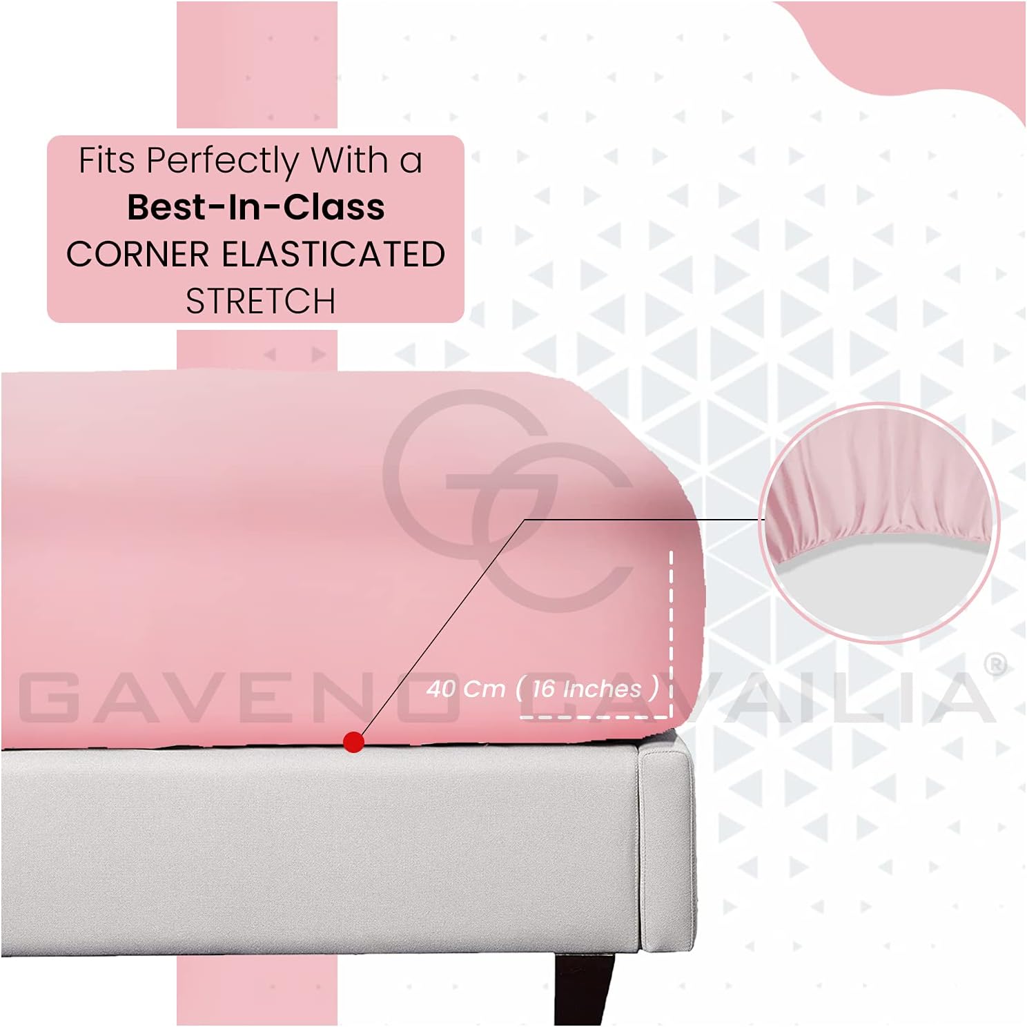 GC GAVENO CAVAILIA Easy Care Percale Extra Deep Fitted, Luxury Soft & Cosy Non Iron Thick Polycotton Bed Sheets, Pink, Super King - Image 4