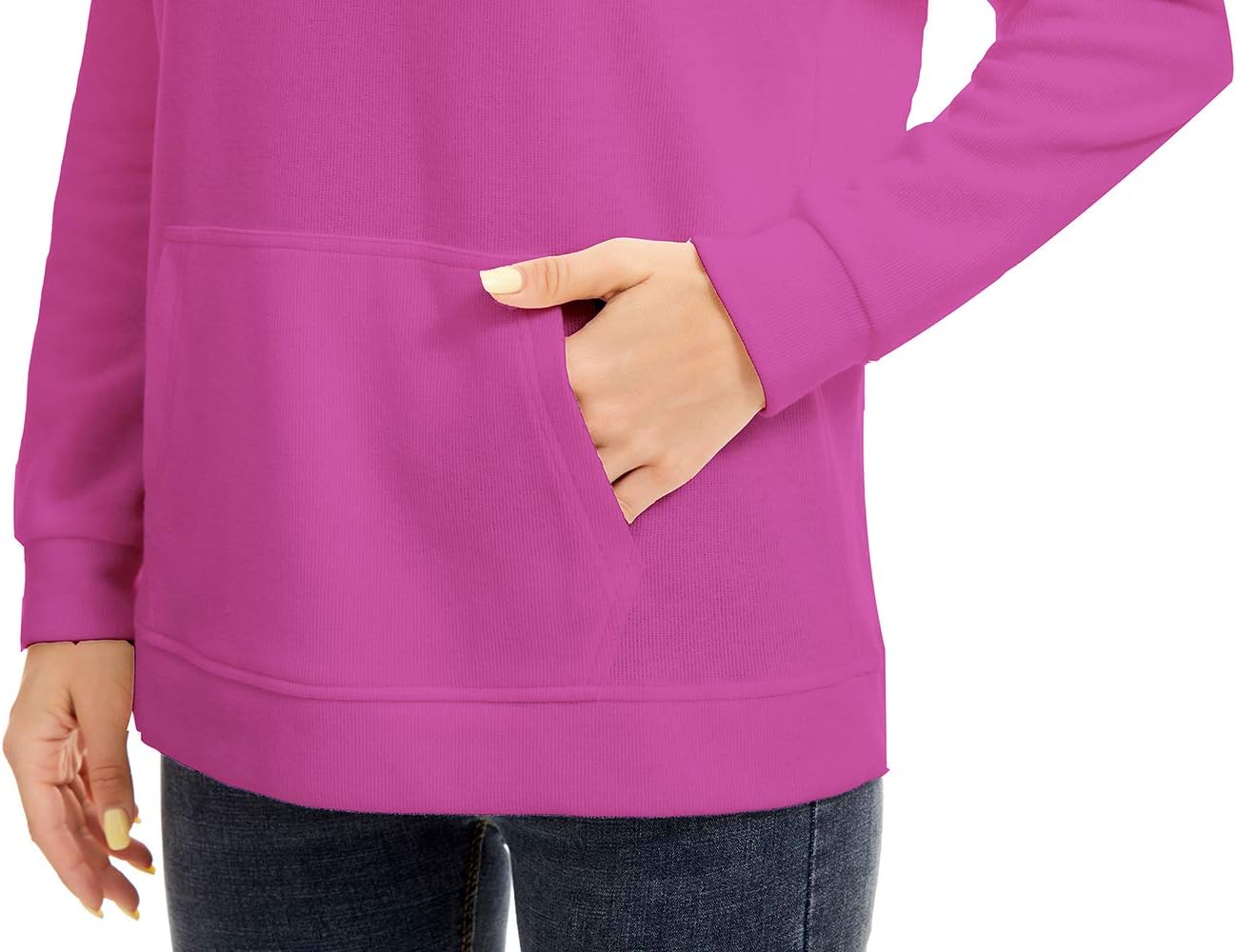 Necooer Womens Hoodie Sweatshirts Casual Long Sleeve Tunic V Neck Pullover Tops - Image 5