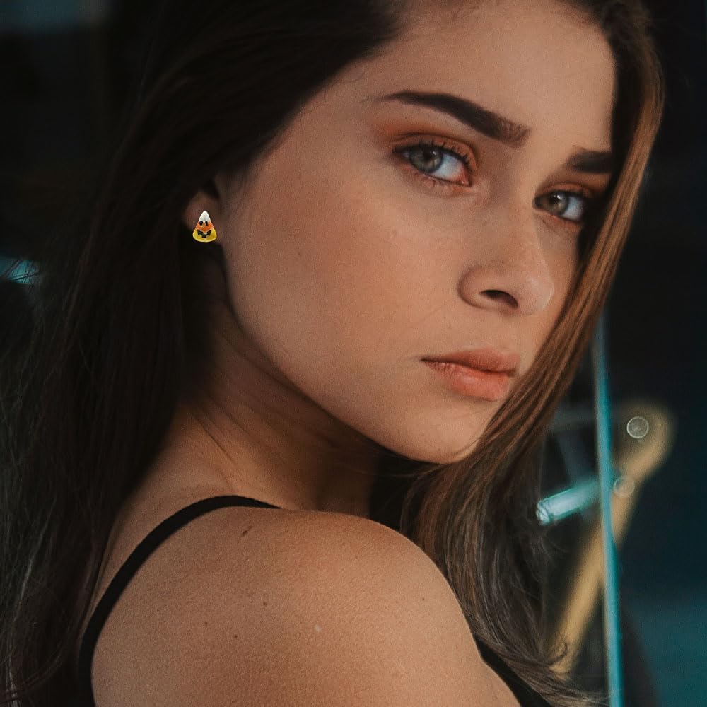 Madison Tyler Halloween Earring for Women | 3 Pair Cute Candy Corn Pumpkin Bat Stud Earrings Set | Halloween Party Holiday Dangle Earrings Jewelry Hypoallergenic - Image 2