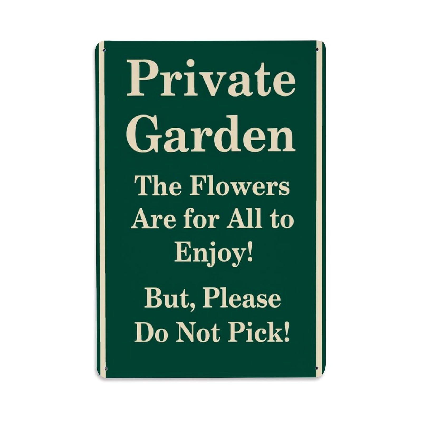 Enderetf Vintage Private Garden Flowers Enjoy Do Not Pick Tin Sign Metal Poster, Home Bar Garage Man Cave Cafe Indoor & Outdoor Wall Decoration 8X12inches