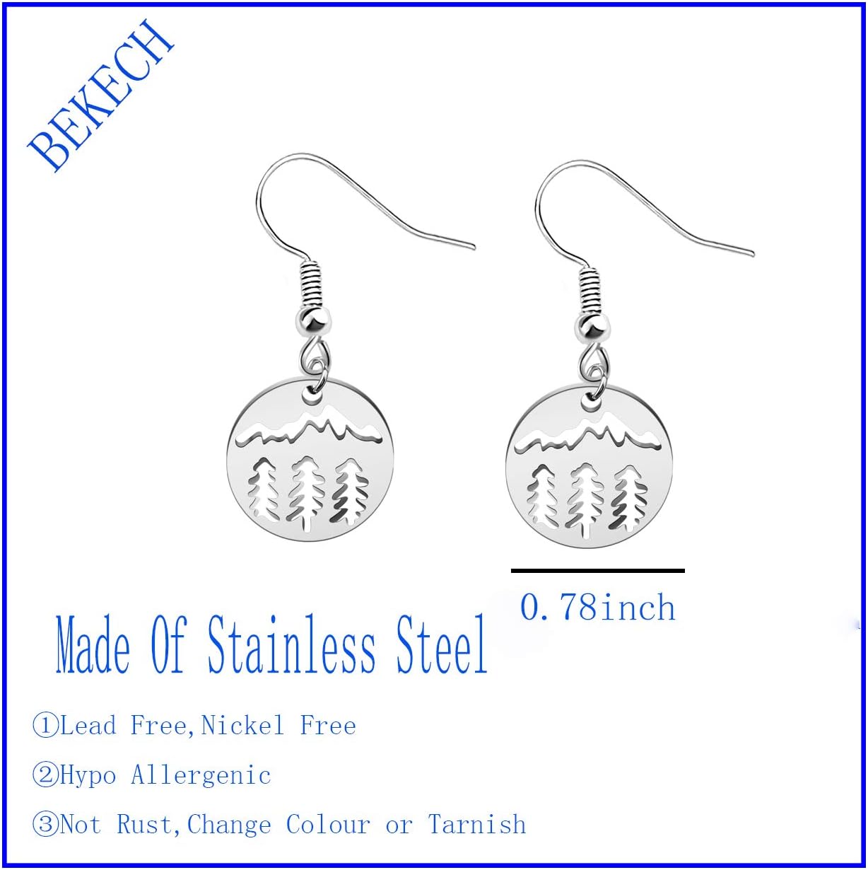 BEKECH Mountain Earrings Mountain Range Mountain Forest Pendant Earring Gift for Mountain Climbing Lover - Image 2