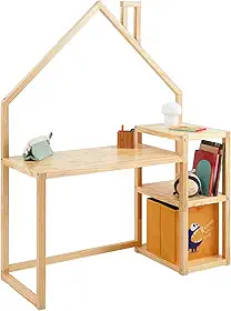 IDIMEX Escrivaninha Infantil Montessori Madeira 3 Prateleiras Nivia Natural