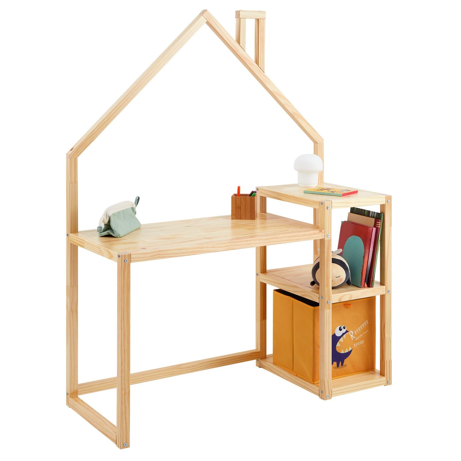 IDIMEX Bureau Enfant NIVIA en Forme de Maison en pin Massif, Bureau Chambre Enfant Bois, en pin Massif Coloris Naturel