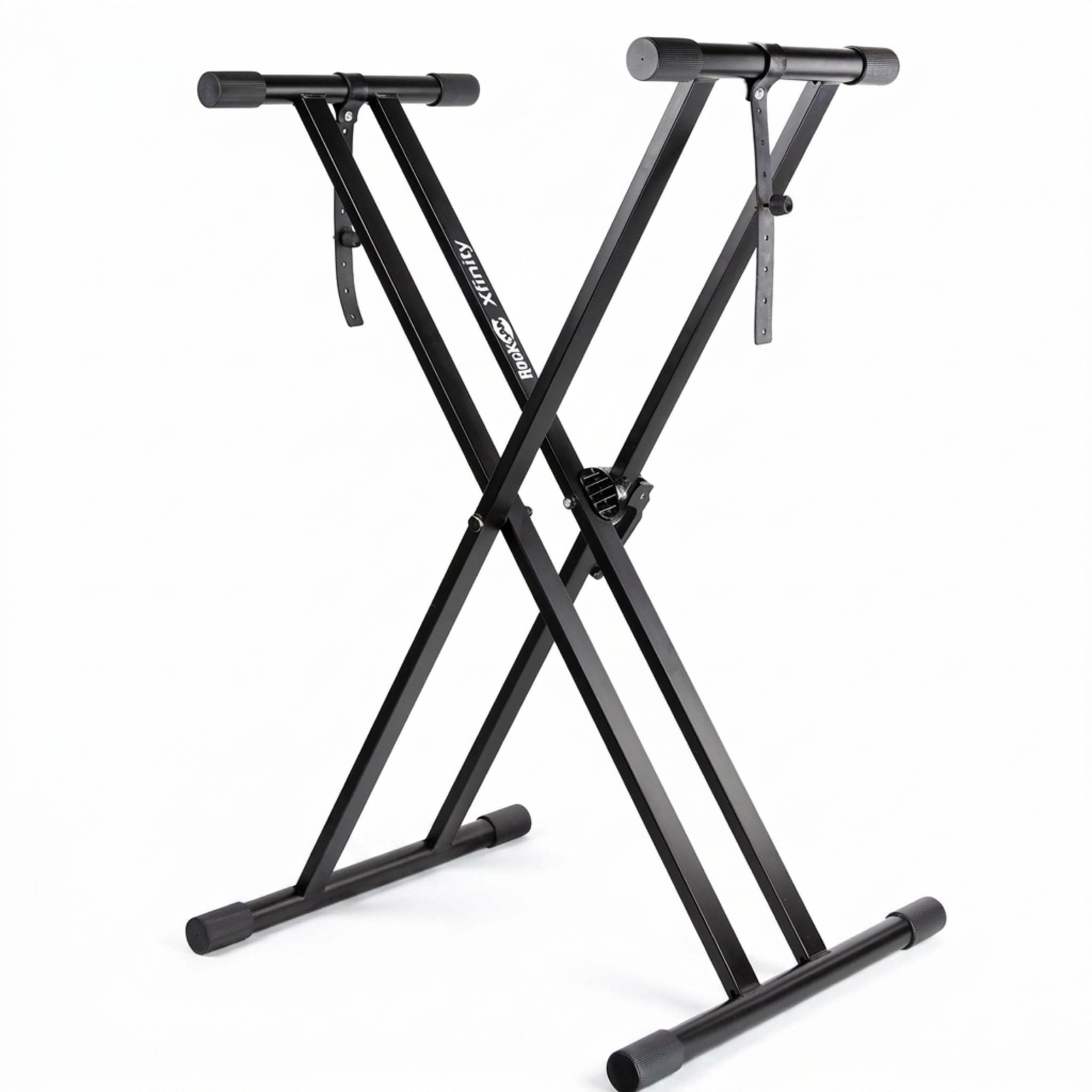 RockJam RJXX363 Xfinity robuster Keyboardständer, verstellbarer Digitalpiano-Ständer mit Doppel-X-Rahmen, Schnellverstellung, Sicherheitssperre und Gurte