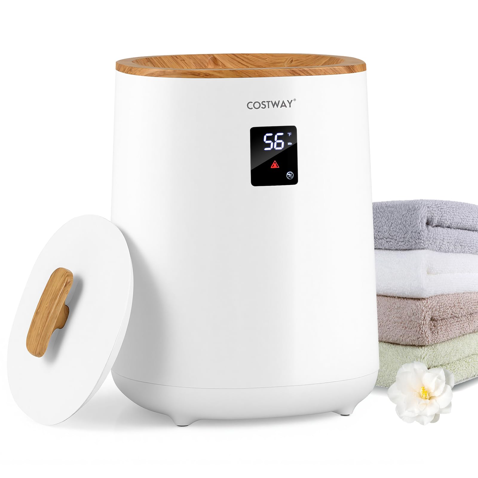 COSTWAY Scalda Asciugamani per Bagno, Scaldabiancheria Grande da 18 L con Schermo LED e Spegnimento Automatico, Secchio Portatile per Asciugamani Caldi per Asciugamani, Accappatoi e Coperte