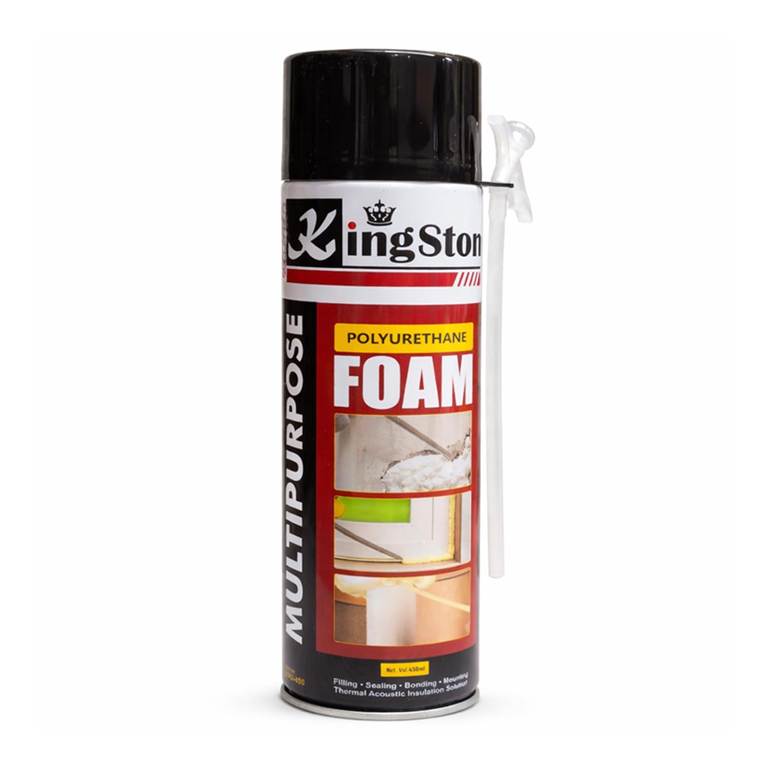 Kingston Multipurpose Expandable PU Foam Insulation Sealant Spray for Window, Tile, Door, AC Gaps & HVAC Applications, 450 ml (1 Pc)