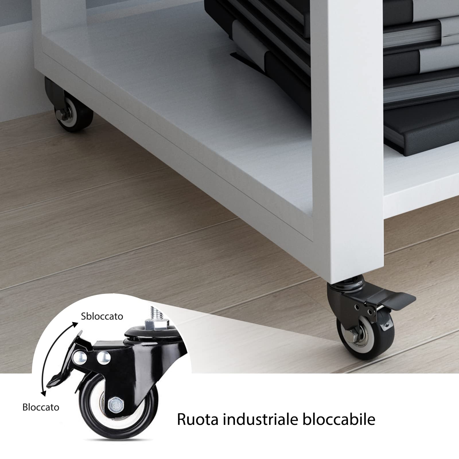 PUNCIA Supporto per Stampante a 2 Livelli Mobili per Stampanti Tavolo Scorrevole per Impieghi Gravosi Carrello Mobile Sotto il Tavolo con Rotelle Ripiano di Stoccaggio per Ufficio e Casa (Bianco)