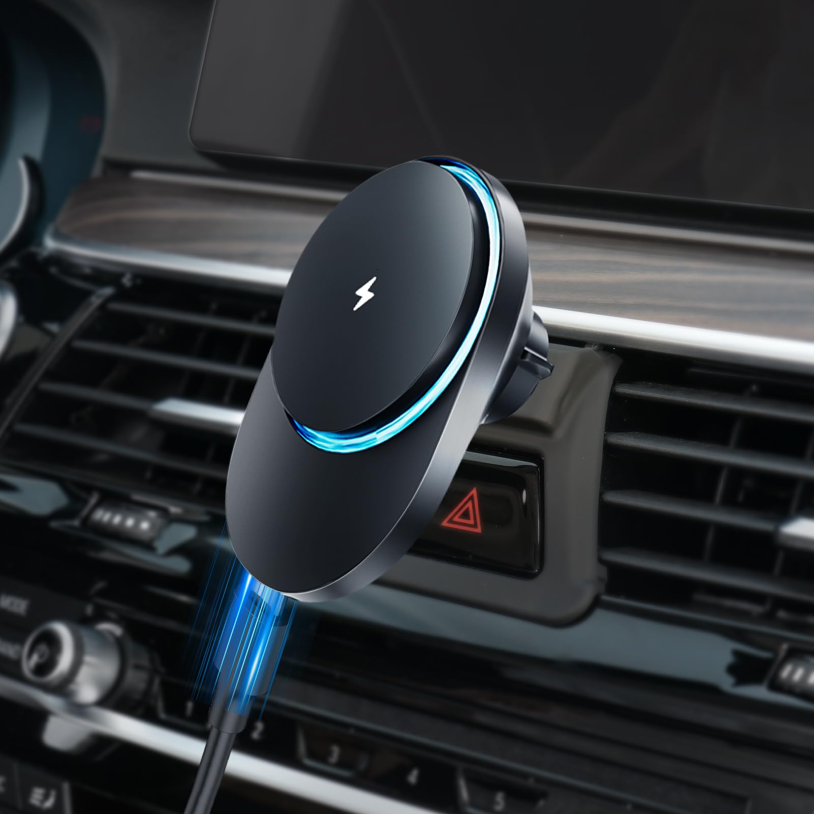 CLEC Soporte magnético inalámbrico para teléfono de coche para BMW Serie 5 2017-2023, ajuste personalizado para BMW Serie 5 2017-2023, 15 W, carga rápida, soporte para teléfono de coche, cargador