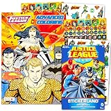 Justice League Coloring Book Bundle with Over 295 Stickers Specialty Separately Licensed GWW Reward Sticker ~ Batman, Superman, Wonder Woman, Aquaman, Cyborg