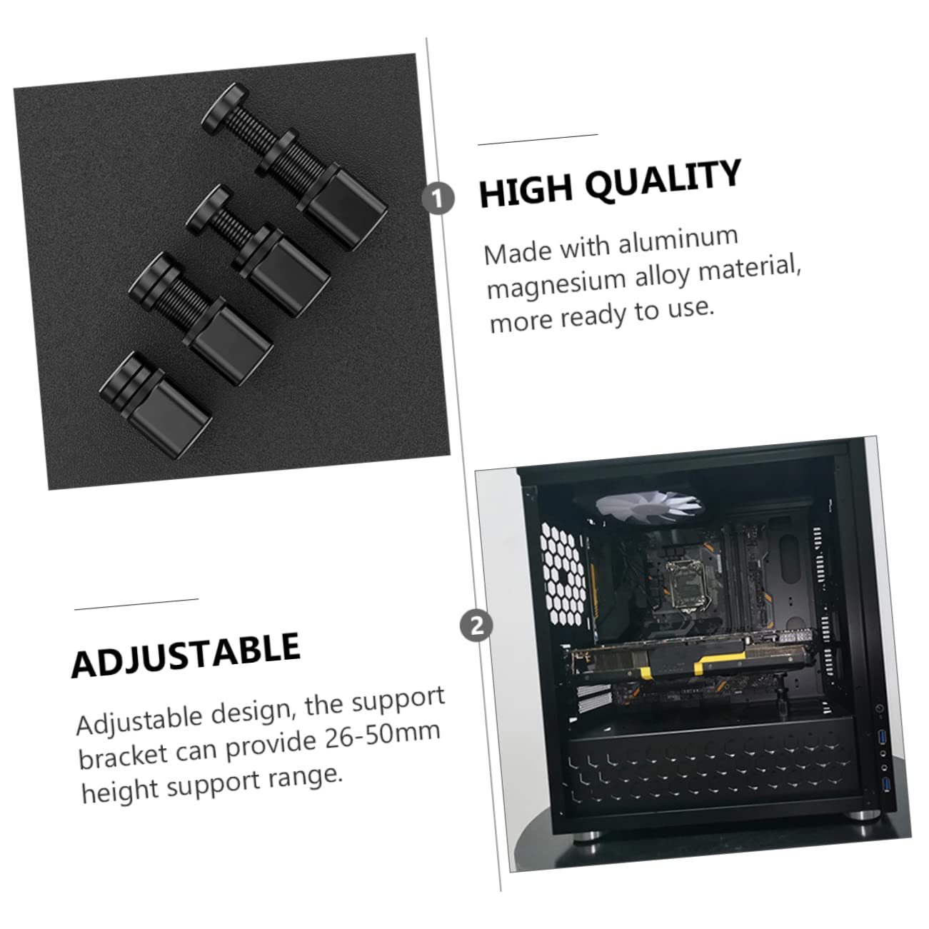 Gadpiparty 5pezzi Supporto Magnetico Per Gpu Staffa Antisag Per Schede Grafiche Con Base Magnetica e Protezione Accessorio Per Computer Gaming Vc