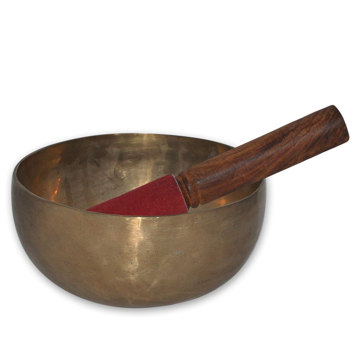 Tybetańska misa dźwiękowa/modlitwa miski/Rin Gong/Suzu Gong - owinięty skórą (750 gramów) 14 cm