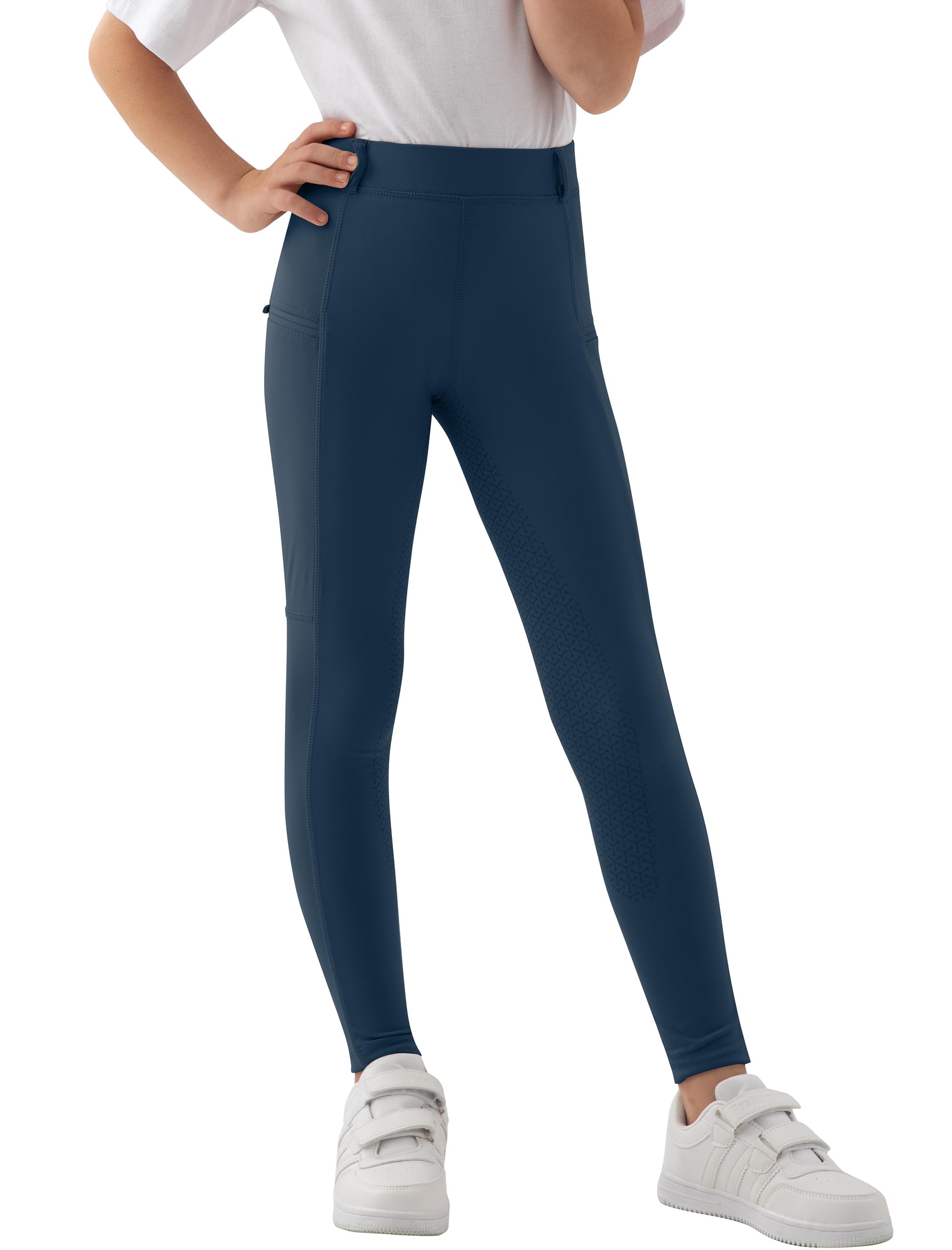 MoFiz Kinder Reithose Mädchen Vollbesatz mit Silikon Kinder Reitleggings mit Reißverschlusstasche
