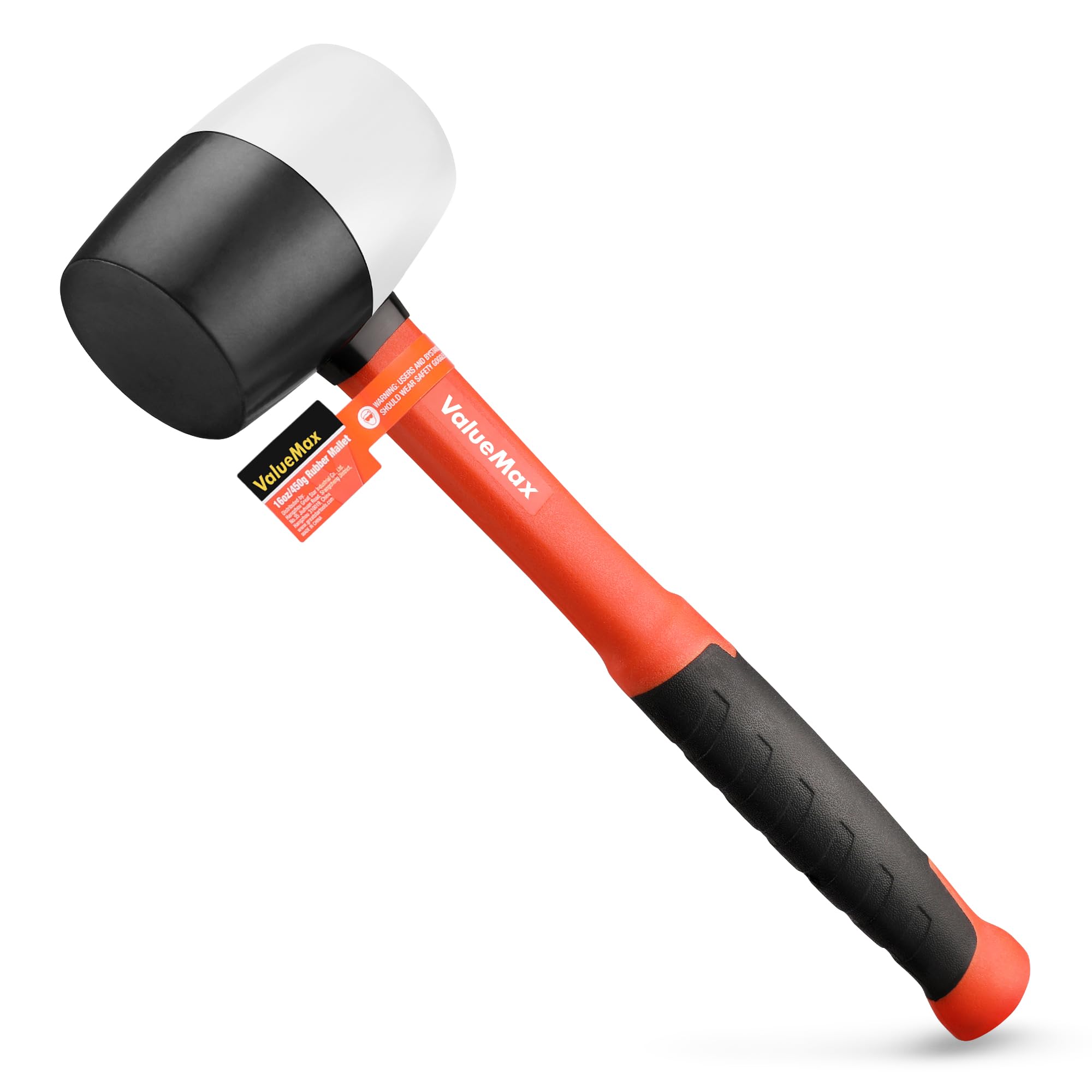 ValueMax Rubber Mallet 16 oz/ 450 g, Mallet Hammer with Fibreglass Handle