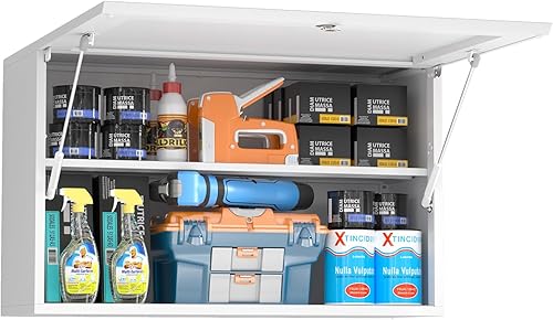 Miniatura 7 de Armario de pared con puertas, gabinete de almacenamiento de metal para almacenamiento de cocina, gabinete superior pequeño, para comedor, sala de