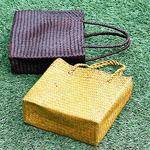 Lantsang Large Straw Beach Tote Bag, Handmade Weaving Top Handle Satchel Shoulder Bag For Women, Purses Handbags Rattan Tote Clutch Bags (Yellow) #TOP2