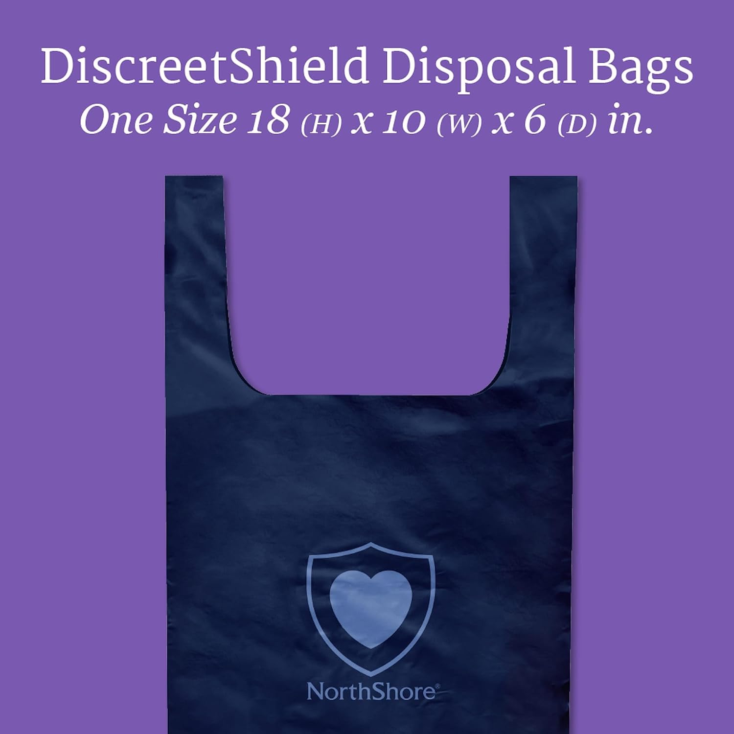 NorthShore DiscreetShield Disposal Bags for Adult Diapers, 75-Count, Opaque Navy, Scented, Easy-Tie Handles