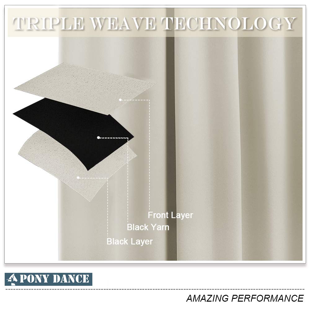 PONY DANCE Tende Camera da Letto 2 Pannelli - Tende Oscuranti per Interni con Occhielli Tende Moderne per Soggiorno Tende Termiche, L 167 x A 228 cm, Beige Chiaro
