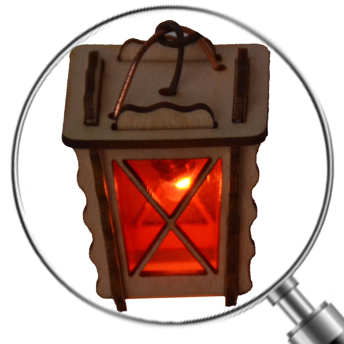 AM 9 Weihnachtskrippen-Zubehör-Set Laterne und Holzkomet beleuchtet 4,5 V und Brunnen für 10-12 cm Figuren