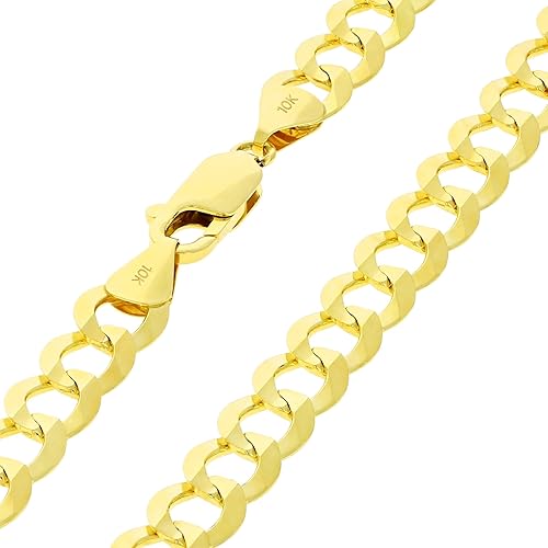 Miniatura 7 de Nuragold Collar de cadena de eslabones cubanos sólidos de oro amarillo de 10 quilates de 0.315 in, joyería para hombre de 18, 20, 22, 24, 26, 28, 30