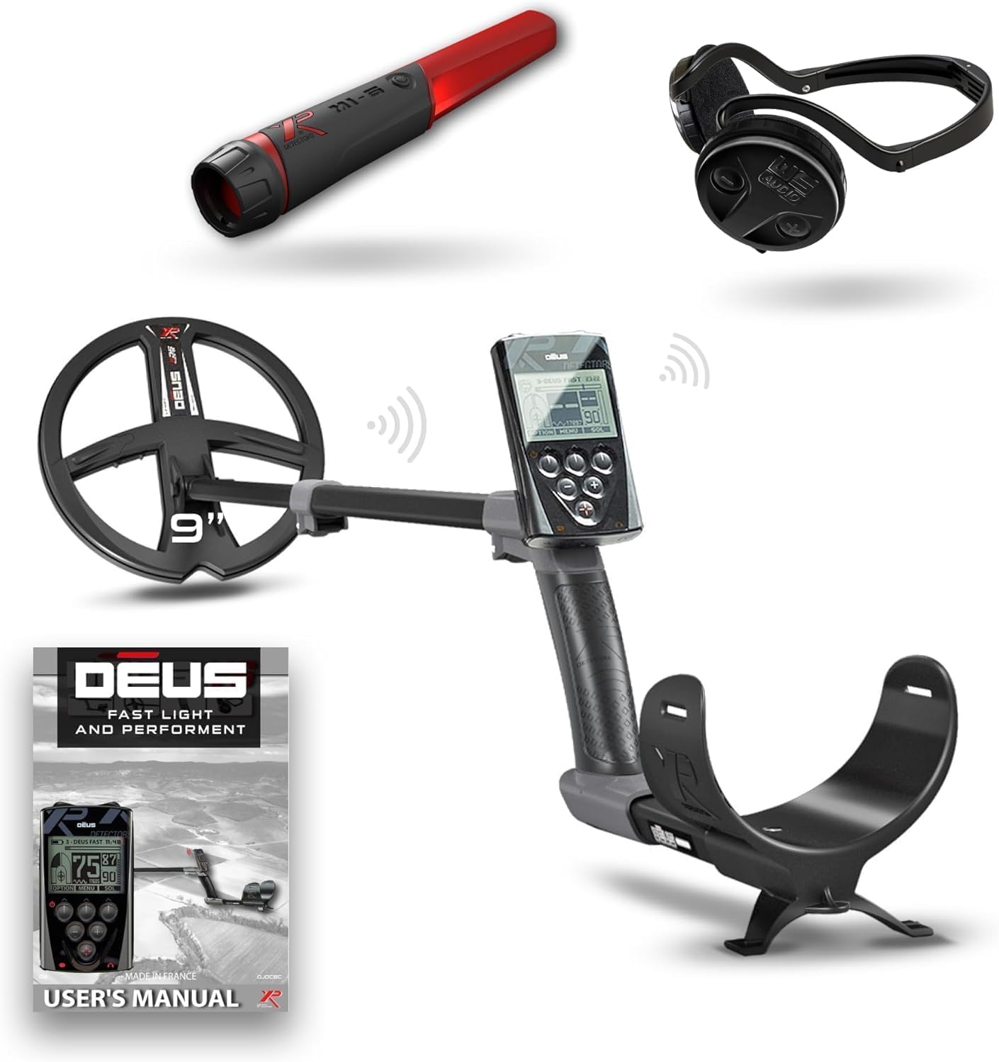 XP Metal DetectorsDeus - with WSAUDIO Headphones & MI-6 Pinpointer - Weatherproof and Fully Wireless - 9" X35 Coil, Remote Control & S-Telescopic Stem (DEUS-22X35RCEG + WSAUDIO + MI-6)