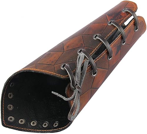 Miniatura 5 de Jeilwiy Armadura de cuero sintético medieval guanteletes pulsera vikingos protectores de brazo LARP accesorios brazo ancho brazalete brazalete