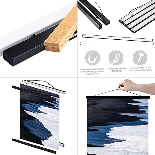 Miniatura 21 de Ywlake - Kit de marco magnético de madera estilo gancho, para colgar pergaminos, pósteres, mapas, lienzos y obras de arte de 12 x 18 pulgadas, 12 x