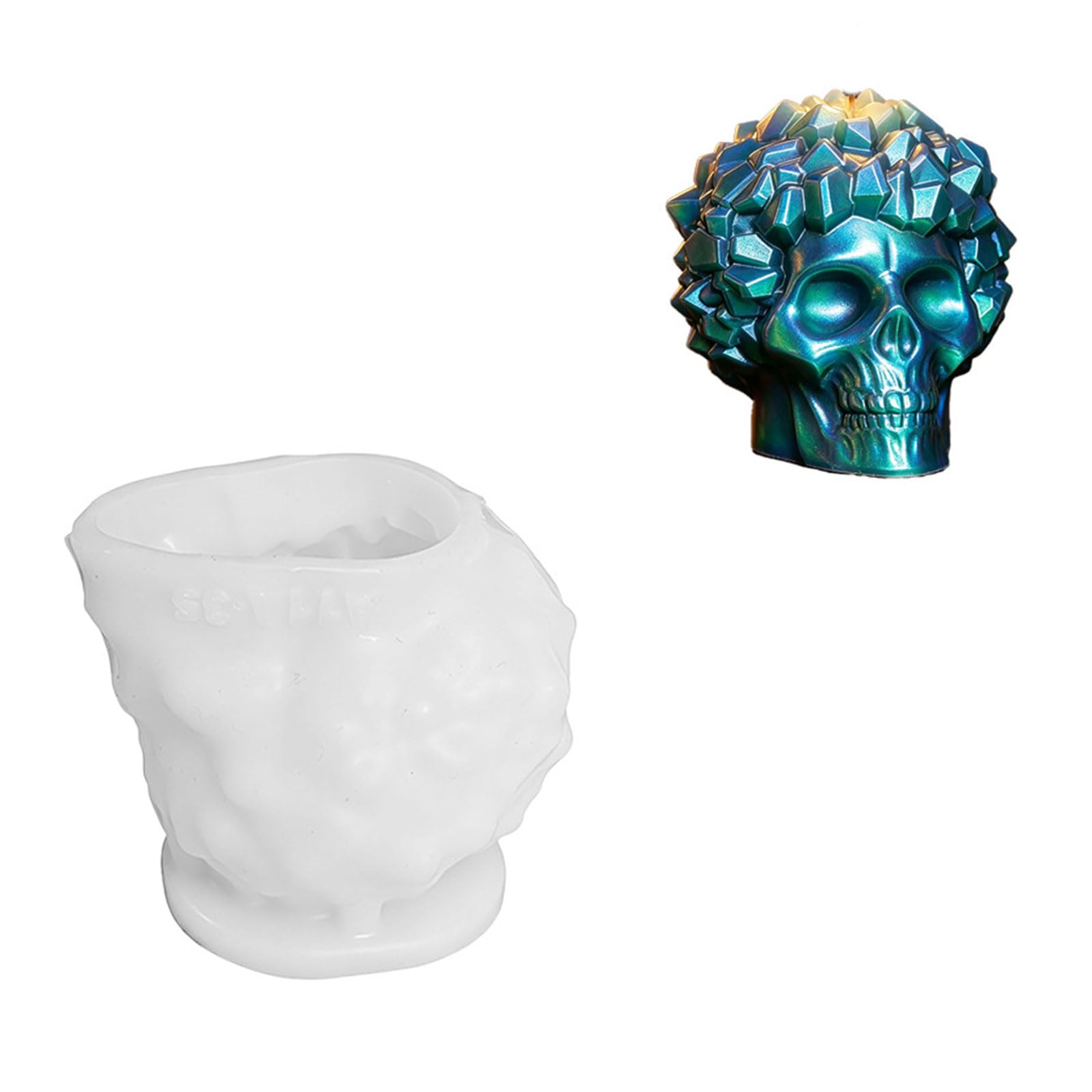 SHINLHUA Decor Mold Skull Silicone Form with Sculpted Texture, Smooth Demolding Feel, Wax Project for Display Focused Creations Silicone Skull Mold Home Making Casting Decorative