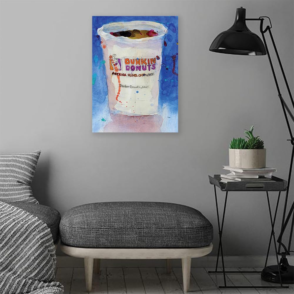 Printed Framed Canvas Painting for Home Decor Office Wall Studio Wall Living Room Decoration (14x22inch Wrapped) - Dunkin Donuts