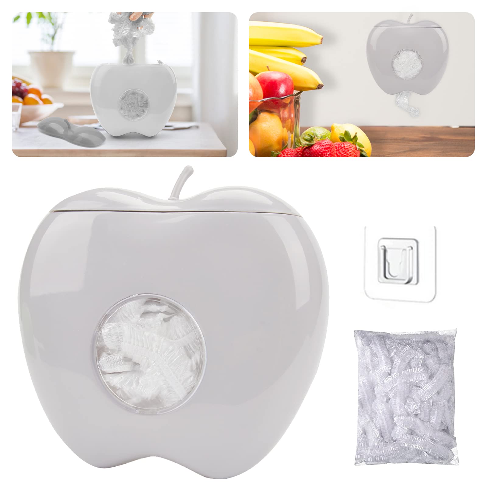 Fresh Keeping Bag Storage Box, Wall-Mounted Disposable Cling Film Cover, Cling Bag Organizer, Plastic Wrap Storage Box Container, Clingfilm Wrap Dispenser Item Storage Kitchen Tool (Gray)