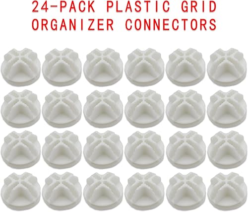 Miniatura 7 de Paquete de 16 conectores organizadores de rejilla de plástico para almacenamiento modular de armario y estanterías de rejilla metálica, conectores