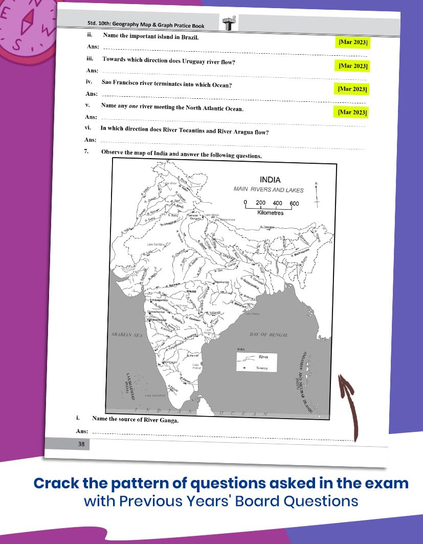 Std 10 Geography Maps & Graph Practice Book | SCERT Approved Book of Maharashtra Board | Extensive Coverage of SSC Geography Map & Graph Based Questions | Std 10th Board Paper Pattern (EM) 3