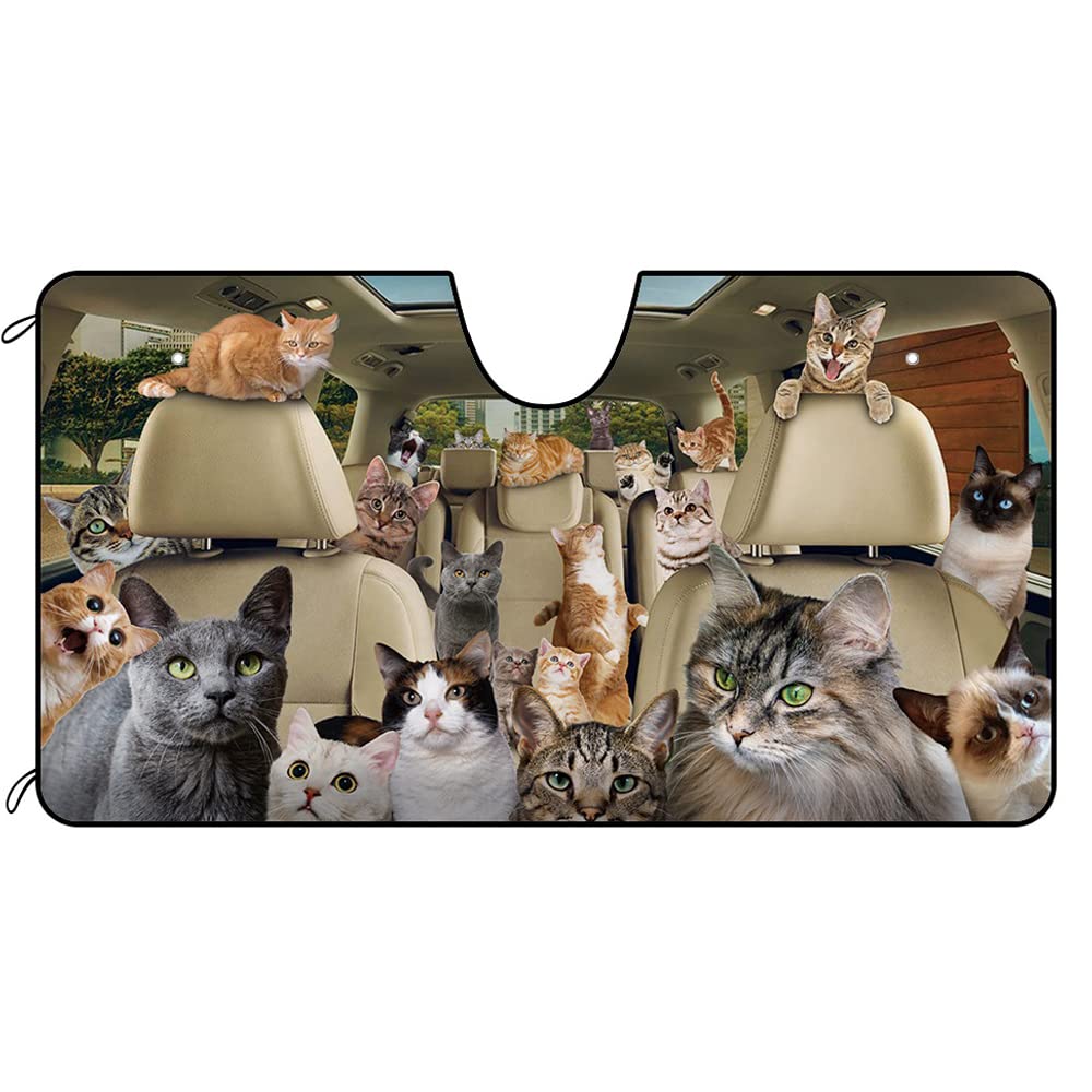 BAGEYOU Parasol para parabrisas delantero de coche para perro, lindo gato decoración de vehículo, parasol reflector de rayos UV, protector solar, mantiene el vehículo fresco, 55 x 30 pulgadas