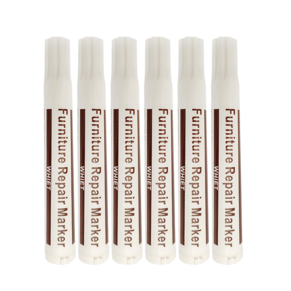 Inf White Set Of 6 Furniture Touch Up Pens, Wooden Repair Markers For Scratches, Chips & Stains