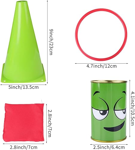 Miniatura 7 de 36PCS Carnival Games Combo Set 4 in 1 Bean Bag Toss Can Games Soft Plastic Cone Backyard Ring Toss Game for Indoor Outdoor School Field Day Birthday