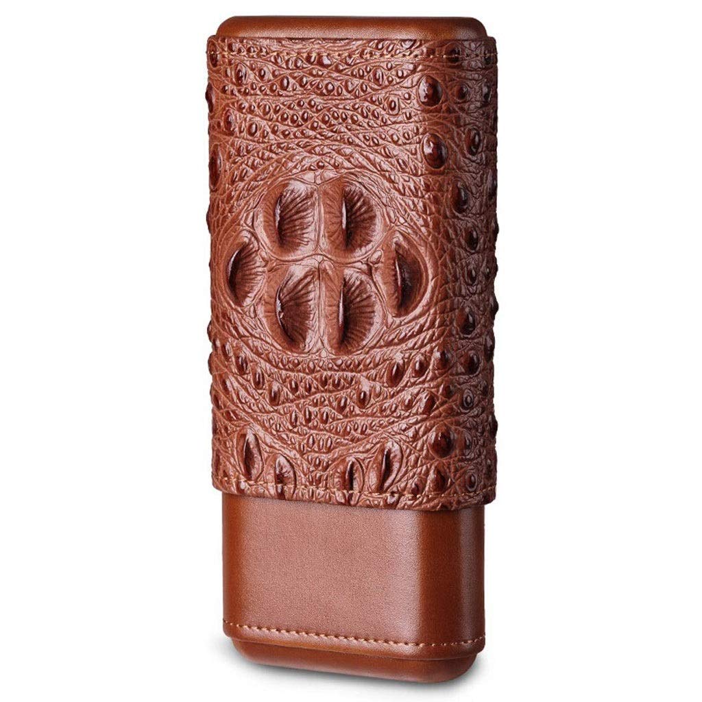 Custodia per sigari in Pelle, 3 Tubi, umidificatore per sigari da Viaggio, Porta sigari Rivestito in Legno, Scatola Portatile da Viaggio per 3 sigari, Mini umidificatore