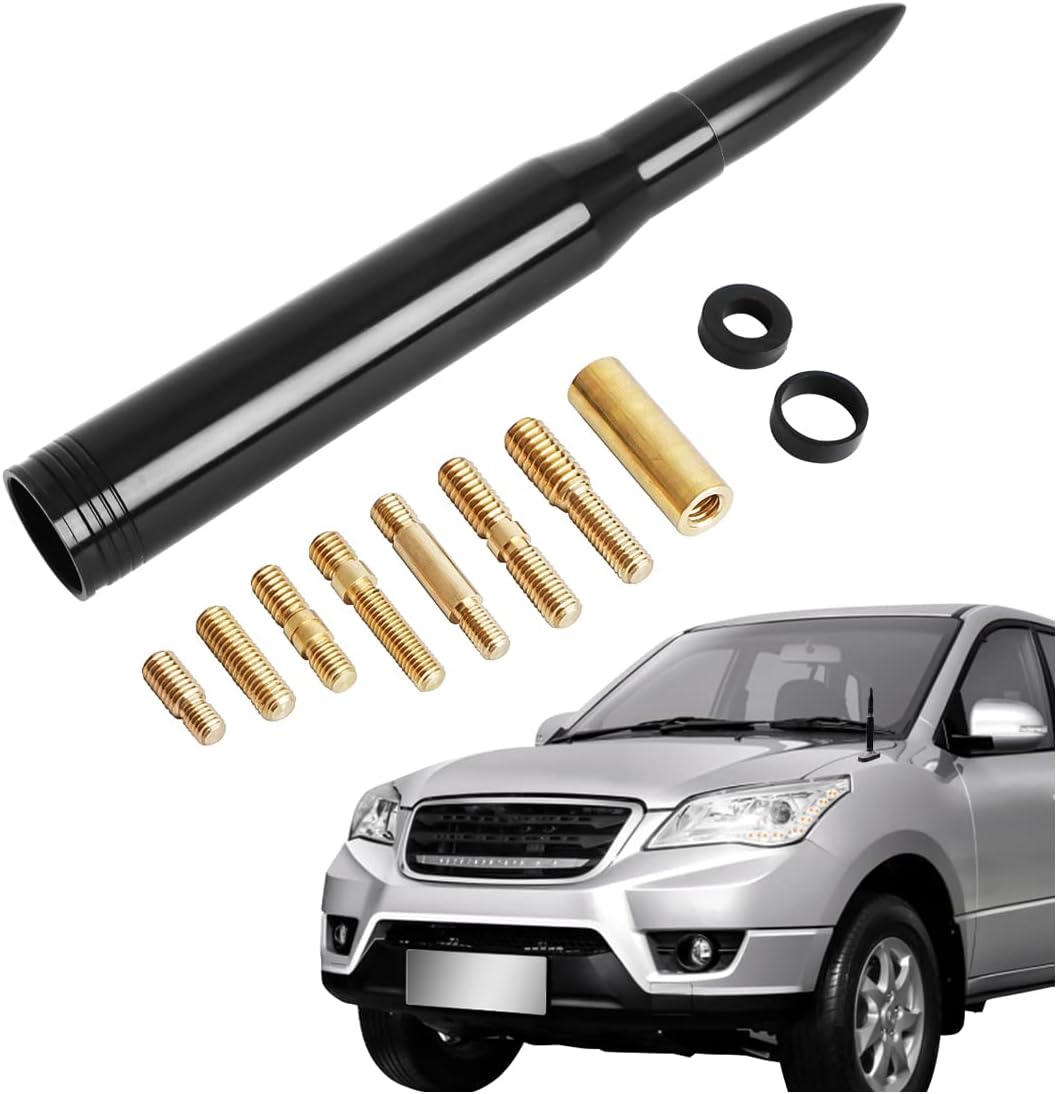 Car Bullet Antenna Universal Vehicle Truck Replacement Antenna, Car Radio Antenna, Cool Car Accessories Widely Compatible with Most Cars, Trucks, and SUVs (Black)