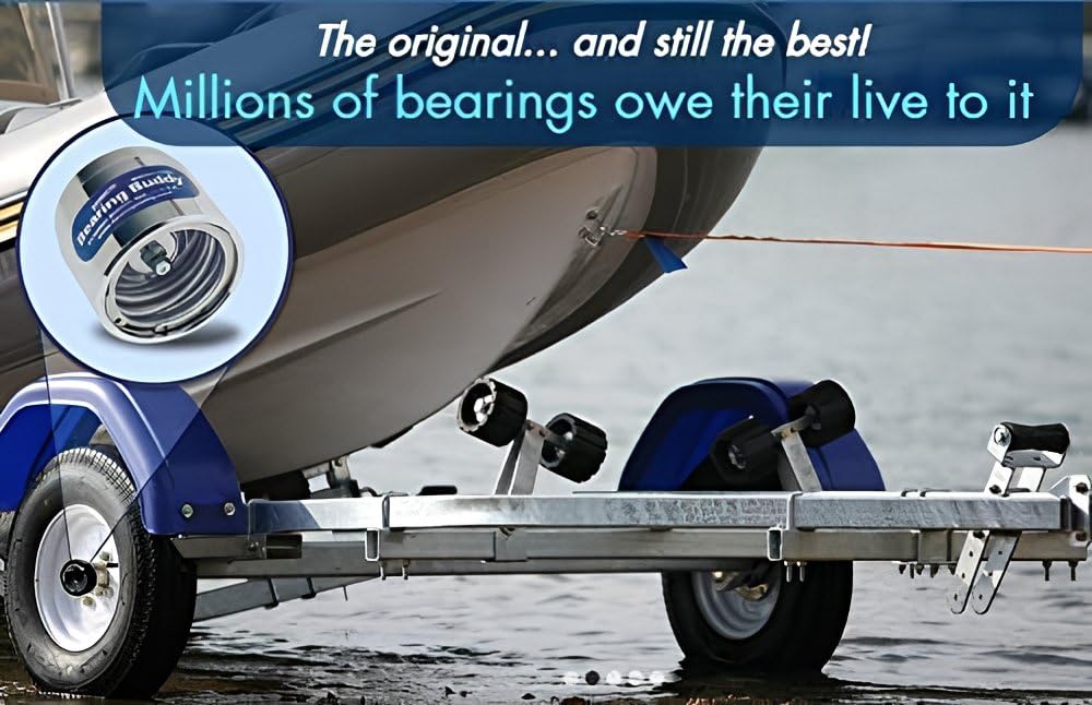 Bearing Buddy 1980A - USA-Made Chrome Plated Bearing Protector w/ 19B Bra & Blue Grease Indicator - Wheel Bearing Protectors for Boats, RVs, & More - Only Fits Hubs w/ 1.980” Inside Diameter (2 Pairs)